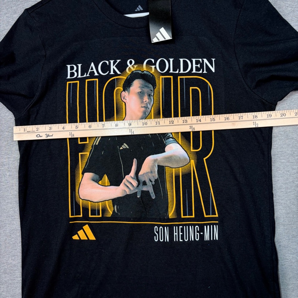 Adidas Son Heung-min Black & Golden Hour Graphic T-Shirt Mens Small New Tag - Picture 4 of 6